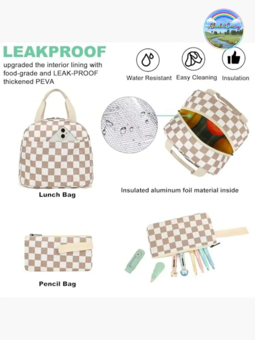 Girls School Backpack Set with Lunch Bag and Pencil Case